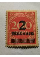 Germania Weimar Francobollo 2 millionen soprastampato 200 mark nuovo overprinted