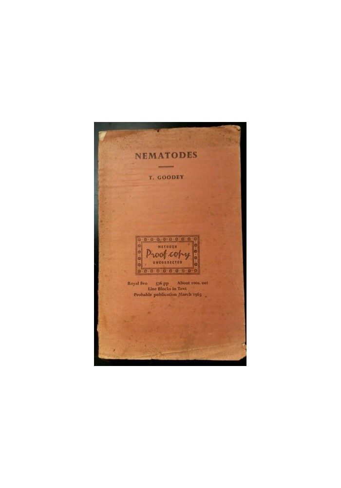 SOIL AND FRESHWATER NEMATODES di T Goodey proof copy bozza di stampa 1963 libro