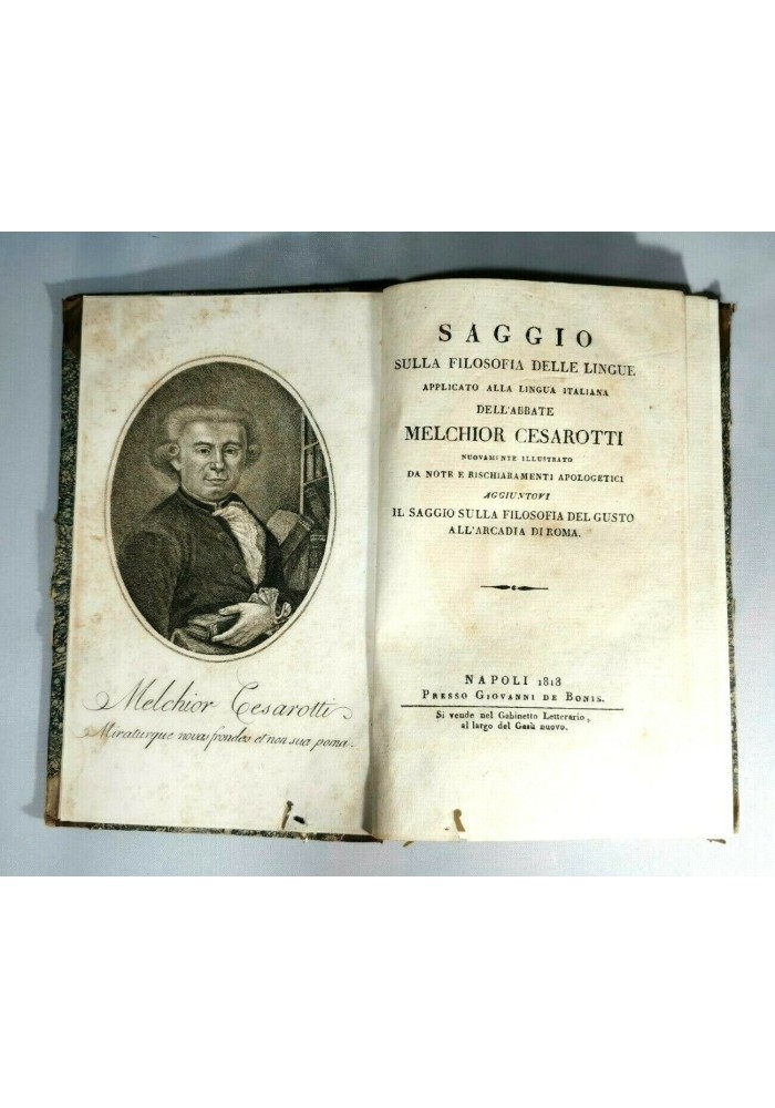 SAGGIO SULLA FILOSOFIA DELLE LINGUE di Melchiorre Cesarotti 1818 libro antico