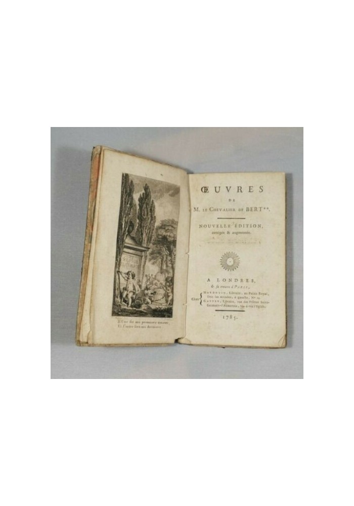 OEUVRES volume 1 di le chevalier de Bert 1785 Hardouin Gattey libro antico