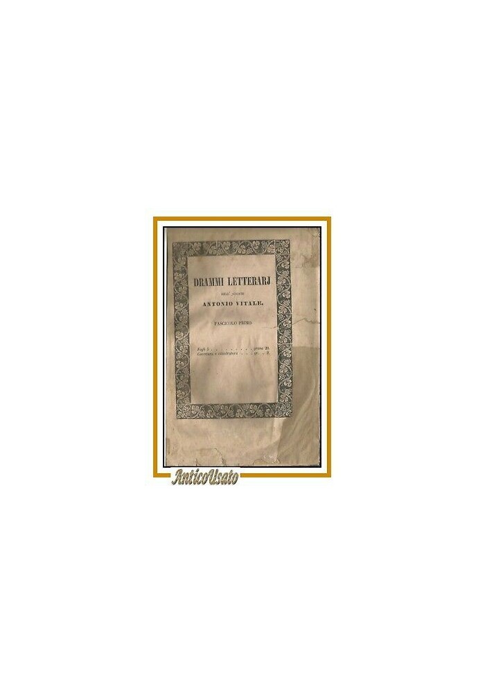 ARIOSTO CAPITATO TRA I BRIGANTI dell'abate Antonio Vitale 1846 libro drammi