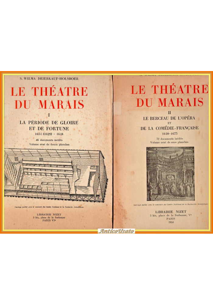 LE THEATRE DU MARAIS di Wilma Deierkauf Holsboer 2 Volumi 1954 1958 Nizet Libro
