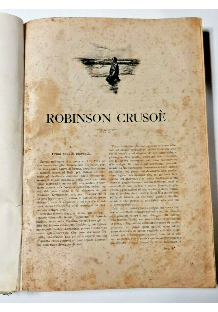 VITA ED AVVENTURE DI ROBINSON CRUSOE di Daniel Defoe libro vintage illustrato