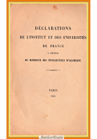 DECLARATIONS DE L'INSTITUT ET UNIVERSITES FRANCE DU MANIFESTE INTELLECTUELS 1915