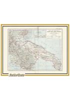 CARTA FOGGIA BARI LECCE POTENZA cromolitografia 1902 Stampa Antica Mappa Puglia