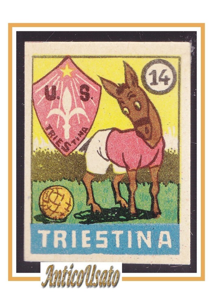 FIGURINA calcio TRIESTINA mascotte scudetto 1949 Originale Mundus o Nannina