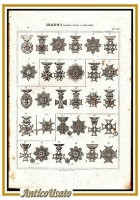 ARALDICA MEDAGLIE ORDINI CIVILI E MILITARI 1866 Tavola XVII Antica Incisione