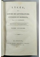LYCEE OU COURS DE LITTERATURE ANCIENNE ET MODERNE tomo 10 di La Harpe 1799