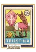 FIGURINA calcio TRIESTINA mascotte scudetto 1949 Originale Mundus o Nannina