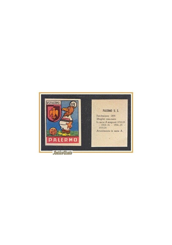 FIGURINA calcio PALERMO mascotte scudetto 1949 Originale Nannina vintage d'epoca