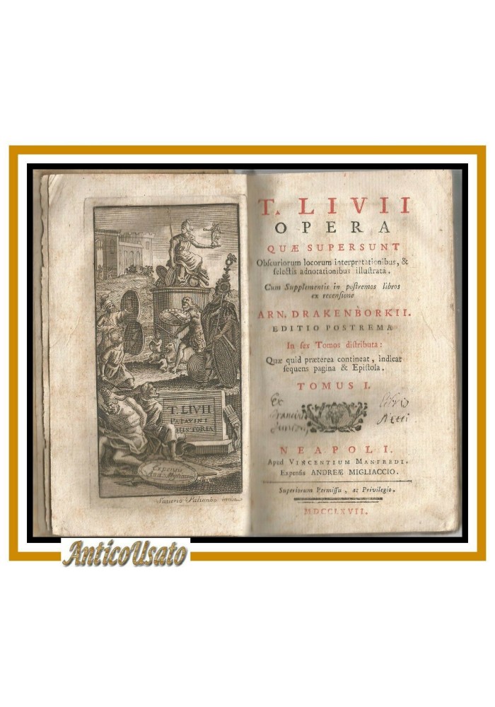 TITI LIVII OPERA quae supersunt 5 volumi 1767 Tito Livio libro antico Manfredi