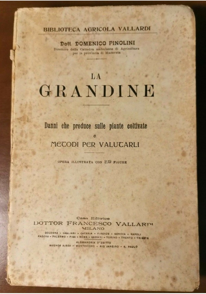 LA GRANDINE di Domenico Pinolini 1921 libro Vallardi danni produce piante metodi