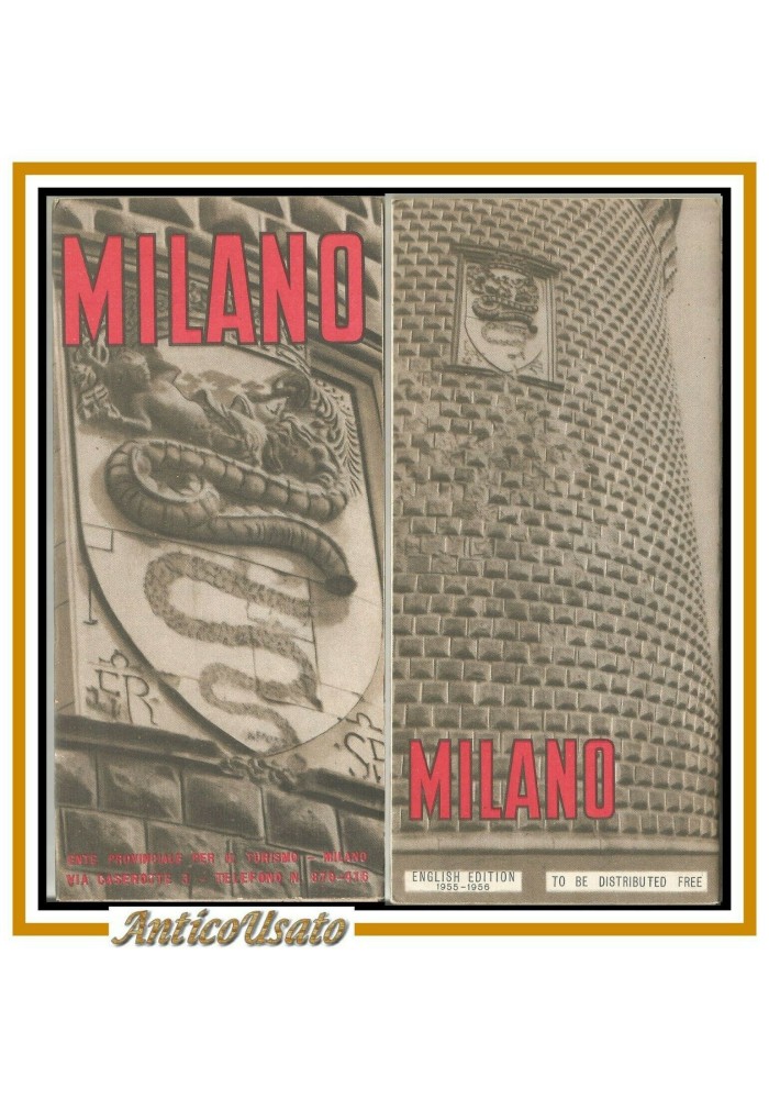 MILANO Depliant Turistico in Inglese 1955 1956 Originale Vintage Mappa Brochure