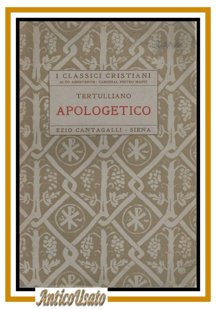APOLOGETICO di Tertulliano 1928 Cantagalli libro classici cristiani filosofia