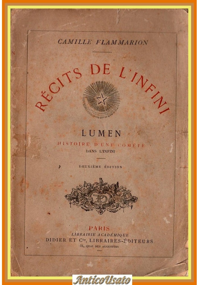 RECITS DE L'INFINI LUMEN HISTOIRE D'UNE COMETE di Flammarion 1873 Didier libro