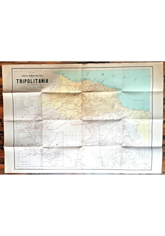 CARTA DIMOSTRATIVA DELLA TRIPOLITANIA di Pio Galli mappa geografica fascismo