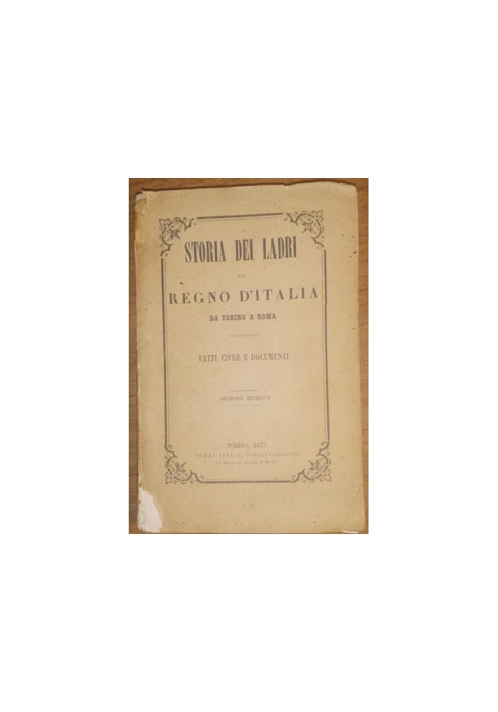 STORIA DEI LADRI NEL REGNO D'ITALIA da Torino a Roma 1873 libro antico fatti