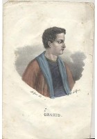ORAZIO litografia antica DOLFINO acquerellata metà 800 ORIGINALE stampa incision