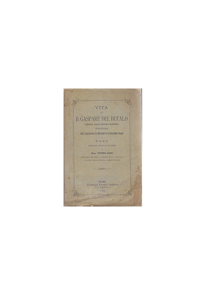 VITA BEATO GASPARE DEL BUFALO di Vincenzo Sardi 1904 Pallotta biografia
