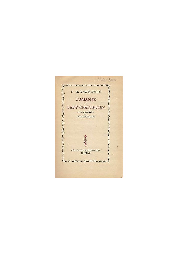 L'Amante Di Lady Chatterley di Lawrence 1953 Mondadori libro illustrato Broggini