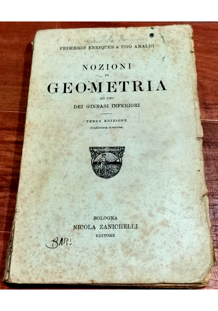 NOZIONI DI GEOMETRIA Enriques e Amaldi 1926 Zanichelli libro scolastico vintage