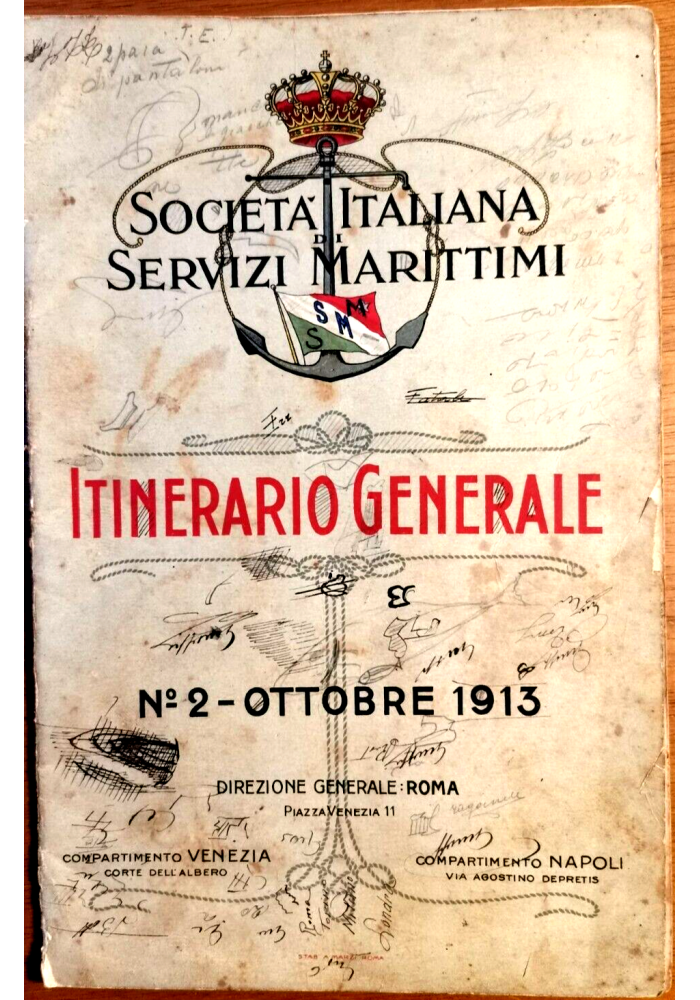 Società Italiana Servizi Marittimi ITINERARIO GENERALE Ottobre 1913 libro