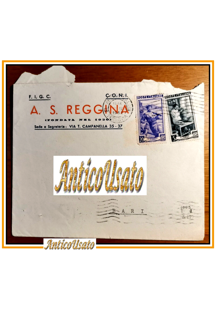 BUSTA DA LETTERA Intestata Associazione Sportiva Reggina Calcio 1952 Viaggiata