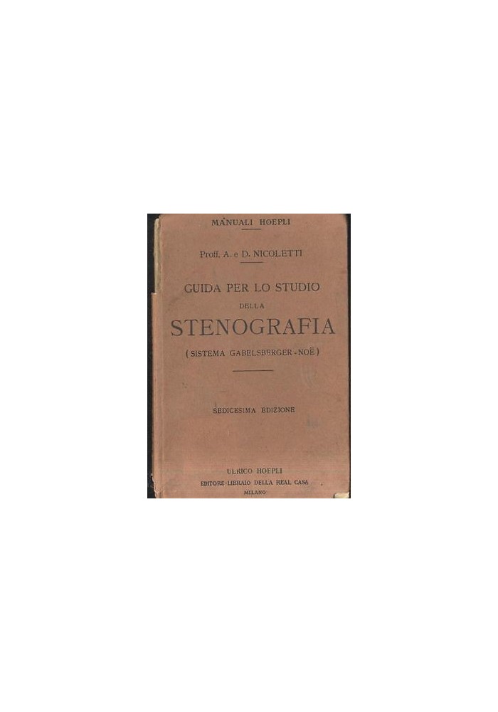 Guida Per Lo Studio Della Stenografia di Nicoletti 1937 Libro Gabelsberger Noe