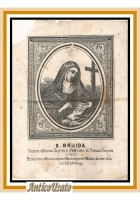 SANTA BRIGIDA Santino Antico Metà '800 Immaginetta Sacra Stampa Incisione