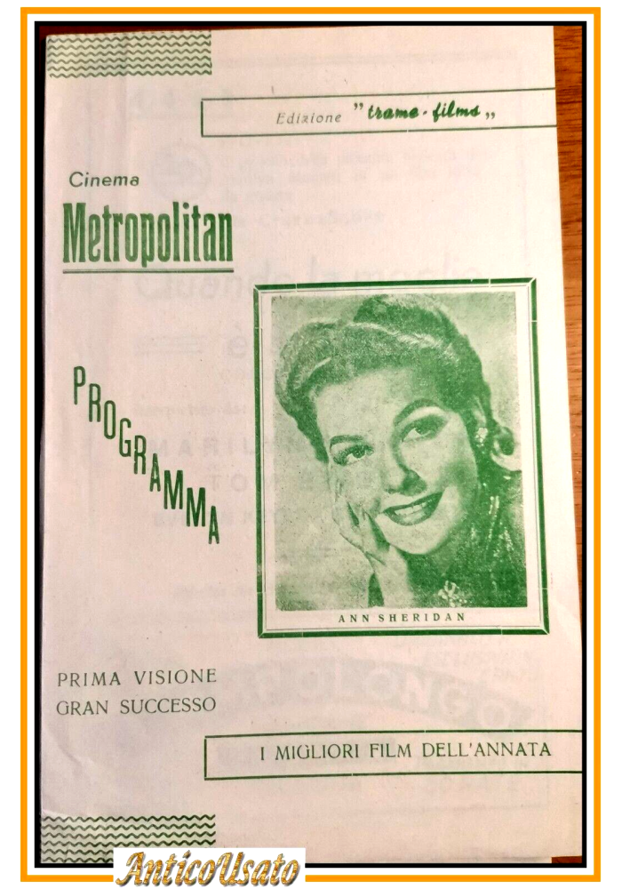 CINEMA METROPOLITAN NAPOLI 1955 Locandina Depliant pubblicità film Originale