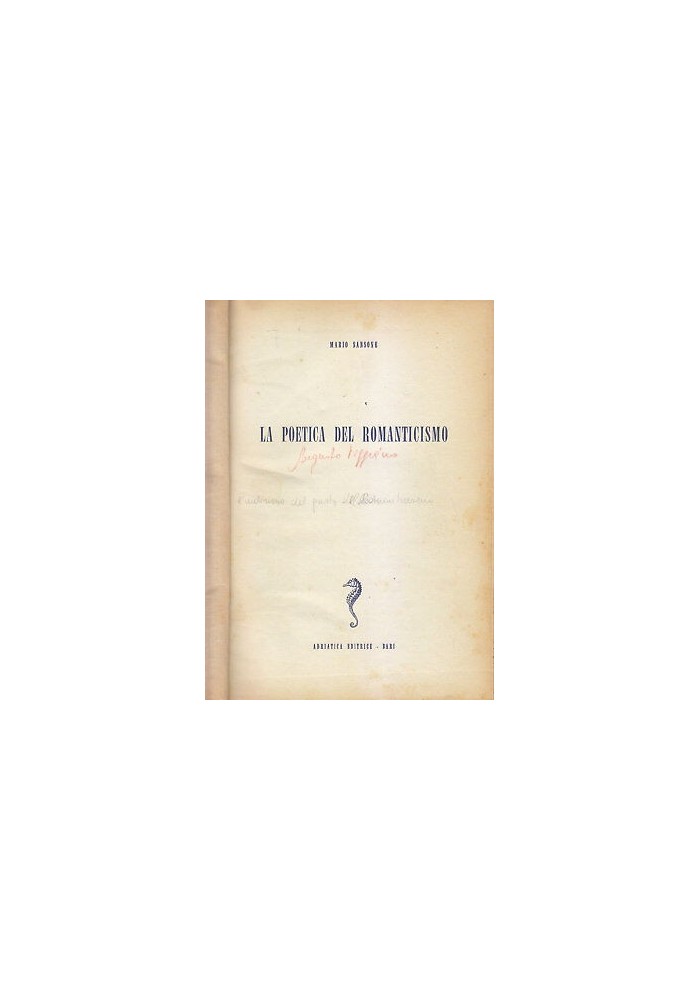 La Poetica Del Romanticismo di Mario Sansone - Adriatica anni '60 libro critica