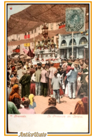 GRANADA LA PROCESION DEL CORPUS Tarjeta Cartolina antigua 1907? animata vintage
