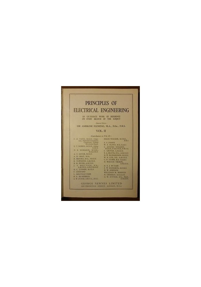 Principles Of Electrical Engineering volume 2 di Ambrose Fleming - Newnes Libro