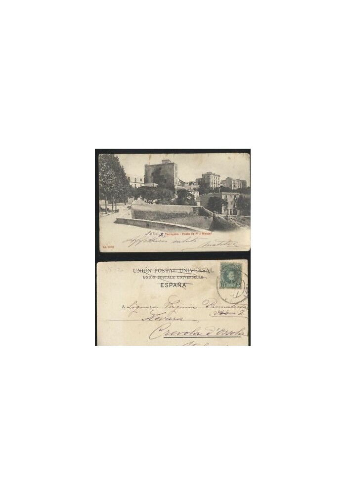 Tarragona Paseo De Pi Y Margall cartolina viaggiata tarjeta postal Vintage Old