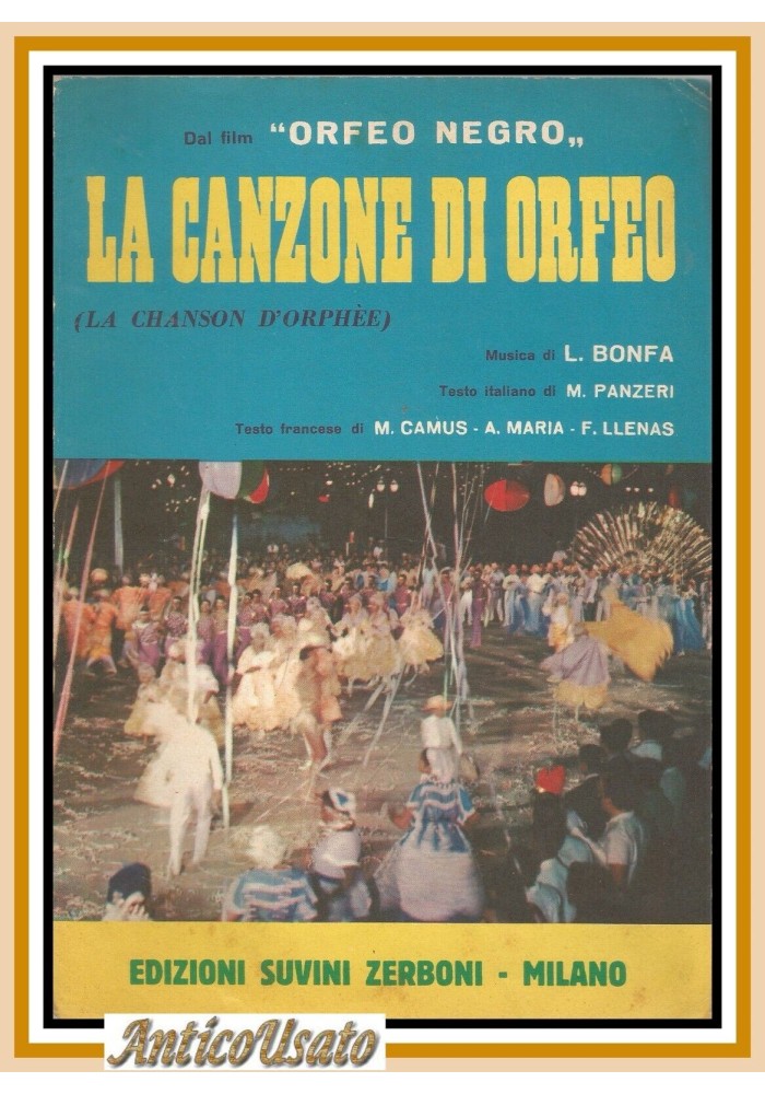 LA CANZONE DI ORFEO spartito per canto mandolino chitarra fisarmonica 1959