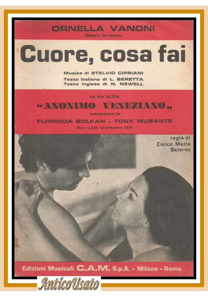 CUORE COSA FAI Ornella Vanoni spartito per canto chitarra e fisarmonica 1970