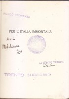 PER L'ITALIA IMMORTALE Cesare Battisti di Ferrari 1942 timbri Legione Trentina