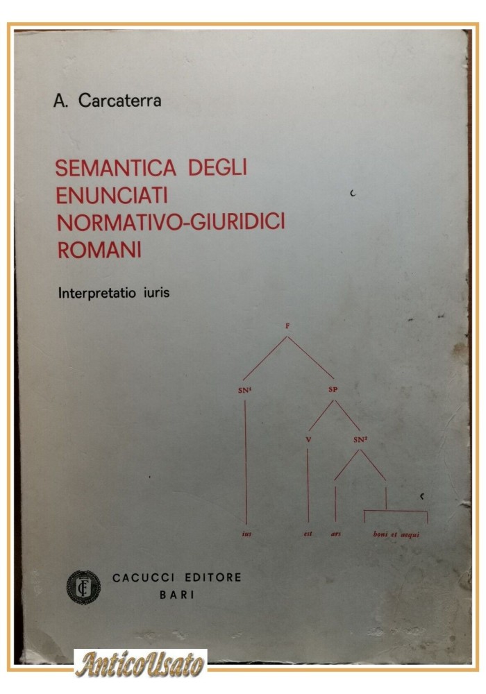 SEMANTICA DEGLI ENUNCIATI NORMATIVO GIURIDICI ROMANI di Carcaterra Libro Diritto
