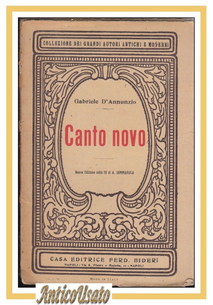 CANTO NOVO Di Gabriele D'Annunzio 1926 Bideri