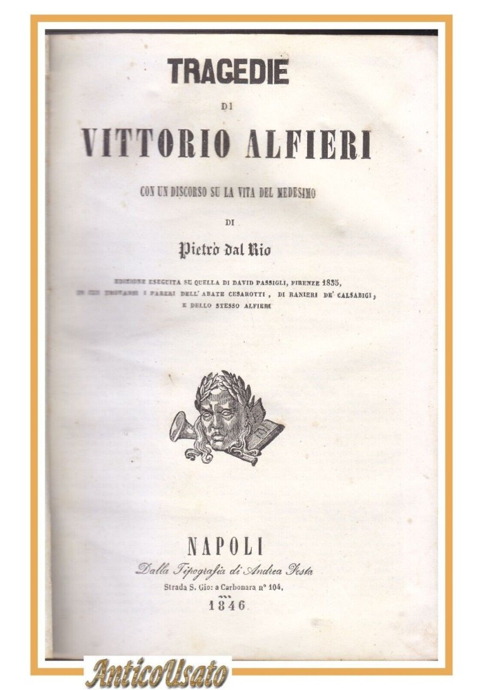 TRAGEDIE di Vittorio Alfieri 1846 Festa