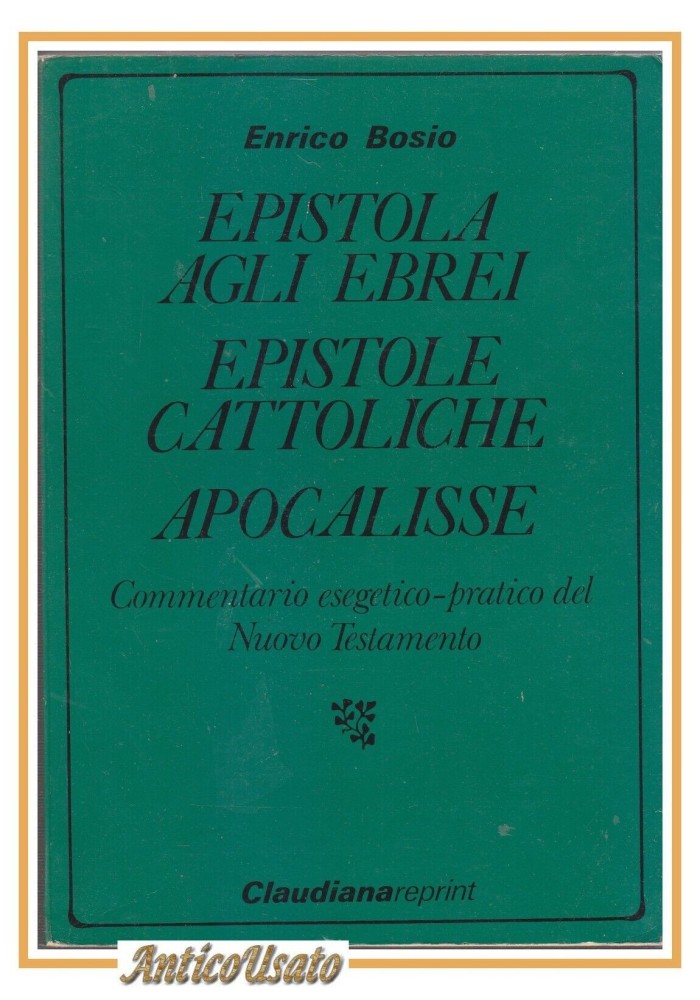 EPISTOLA AGLI EBREI EPISTOLE CATTOLICHE APOCALISSE di Enrico Bosio 1990 Libro