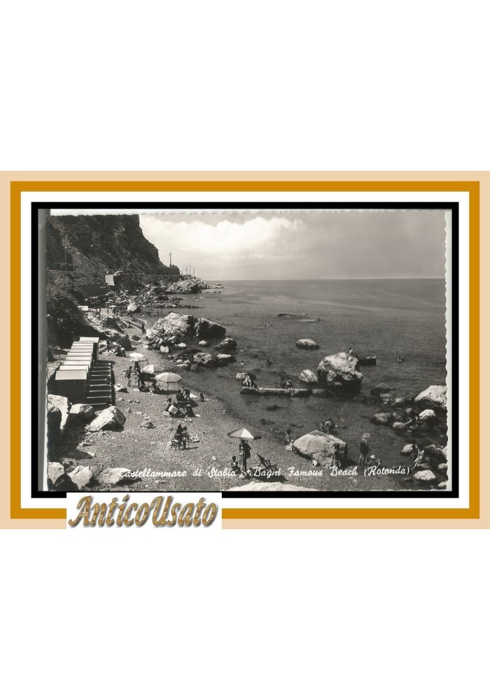 cartolina CASTELLAMMARE DI STABIA BAGNI FAMOUS BEACH vintage originale Postcard