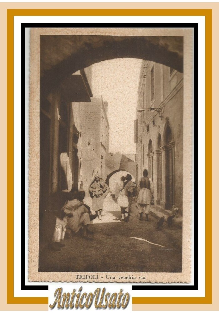 Cartolina Tripoli una vecchia via 1934 Libia Vintage Colonialismo Africa Italian
