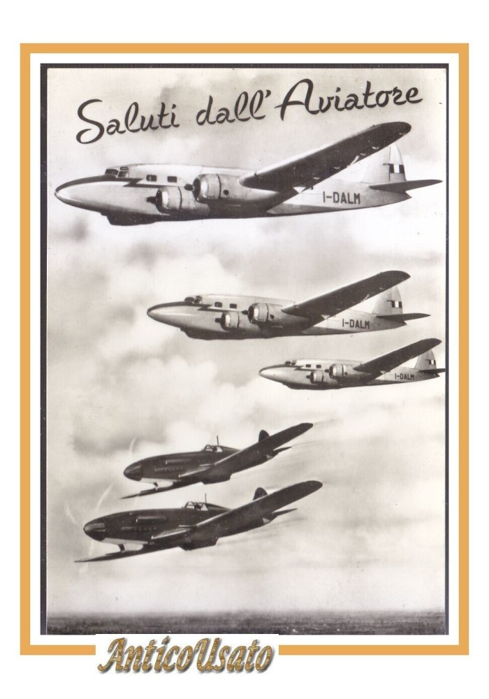 SALUTI DALL'AVIATORE cartolina viaggiata 1966 Aerei Aviazione Aeroplani Vintage
