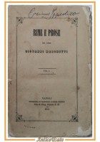 RIME E PROSE volume I di Giovanni Marchetti 1857 Tornese Libro Antico Poesia