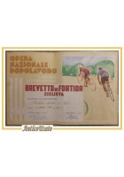 BREVETTO DI FORTIOR CICLISTA Diploma Opera Nazionale Dopolavoro 1936 Ciclismo