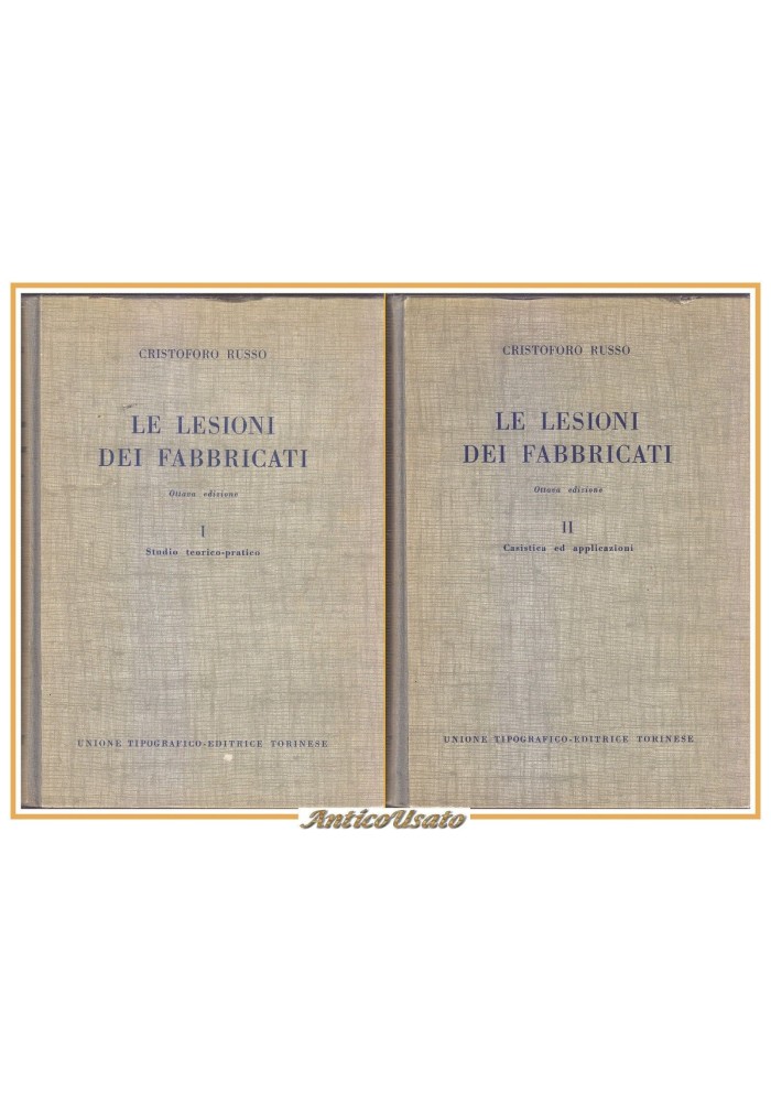 LE LESIONI DEI FABBRICATI di Cristoforo Russo 2 volumi 1956 libri ingegneria