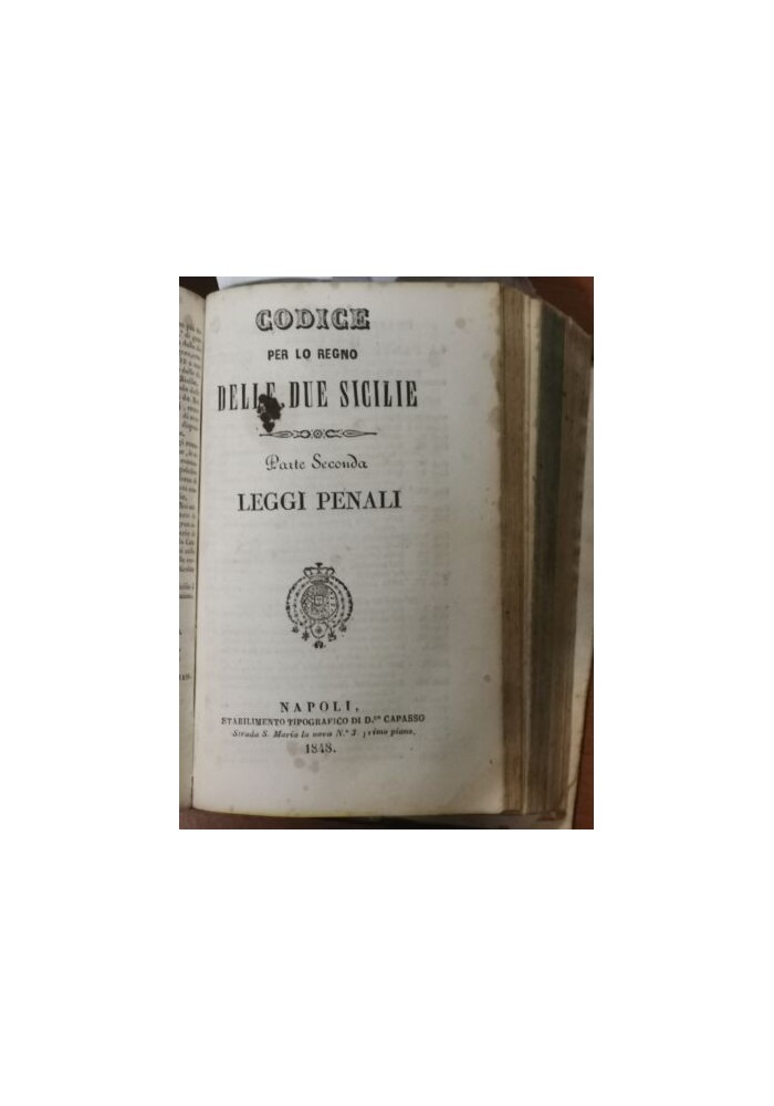 CODICE PER LO REGNO DELLE DUE SICILIE 6 volumi Civile Penale Libro Antico 1848