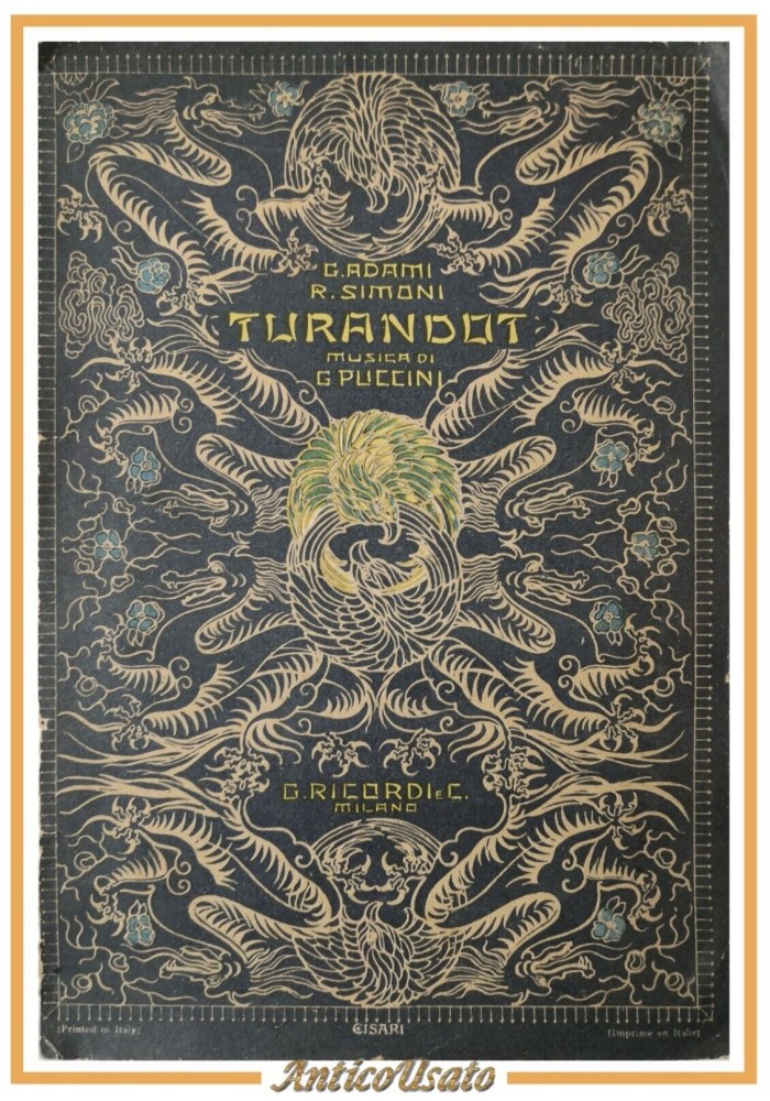 TURANDOT libretto d'opera musica di Puccini 1932 Ricordi Vintage Cisari illustra