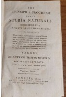 SUI PRINCIPI E PROGRESSI DELLA STORIA NATURALE di Triffon Novello 1809 Libro cpl